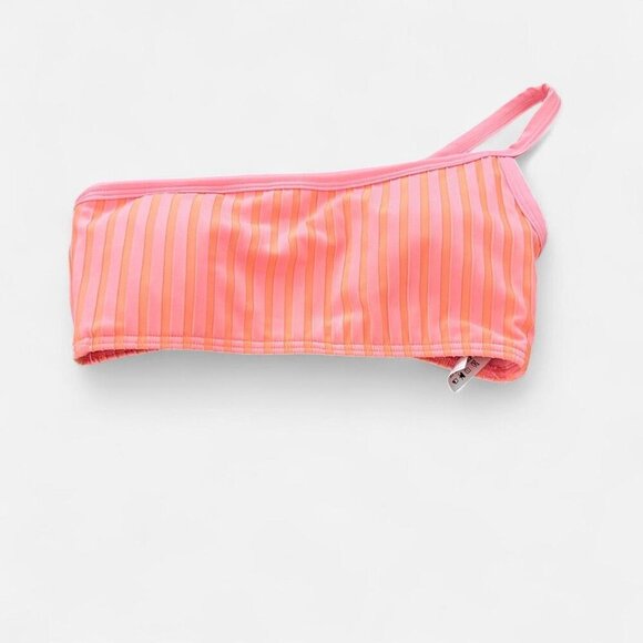 L*space axel pink orange ribbed knit one shoulder bikini top small NEW - Picture 2 of 6